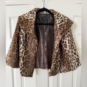 INC International Concepts Animal Print Faux Fur Coat